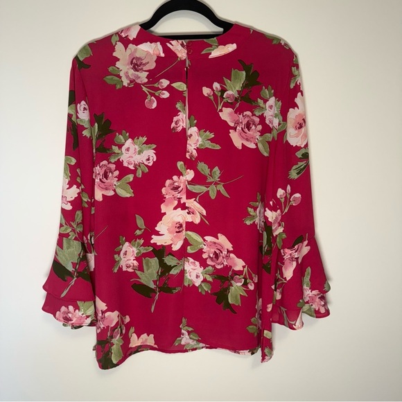 New York & Company Floral Pink Blouse Size L - Picture 2 of 7